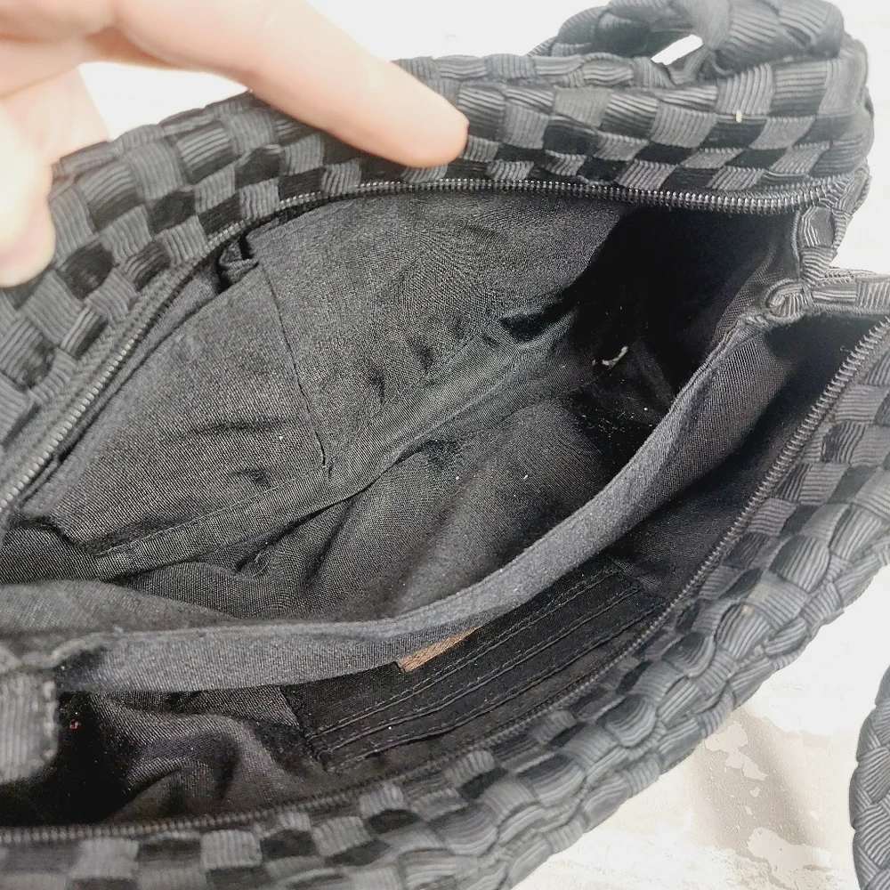 The SAK Baguette Purse Bag Black Crochet Woven Handbag Shoulder Bag 1014 - Picture 9 of 15